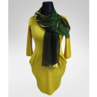 Musztardowa elegancka sukienka z kieszeniami - Donna